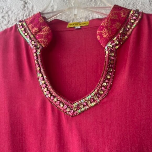 Embellished Pink Silk Kurta from India - NWOT - Picture 2 of 10